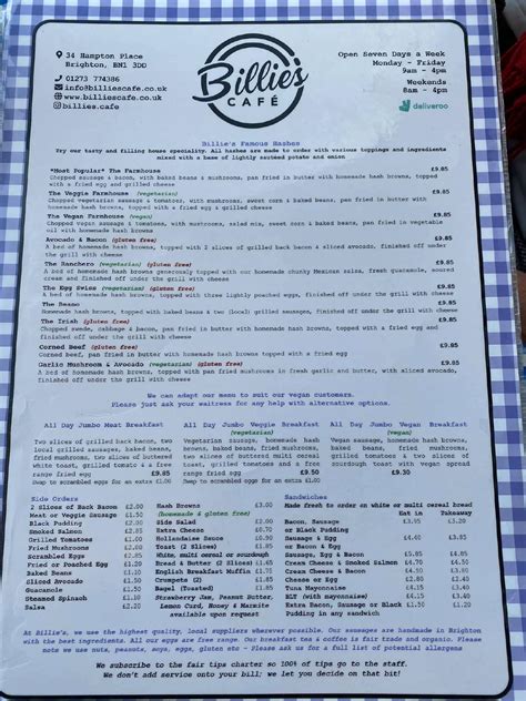 billie's brighton menu